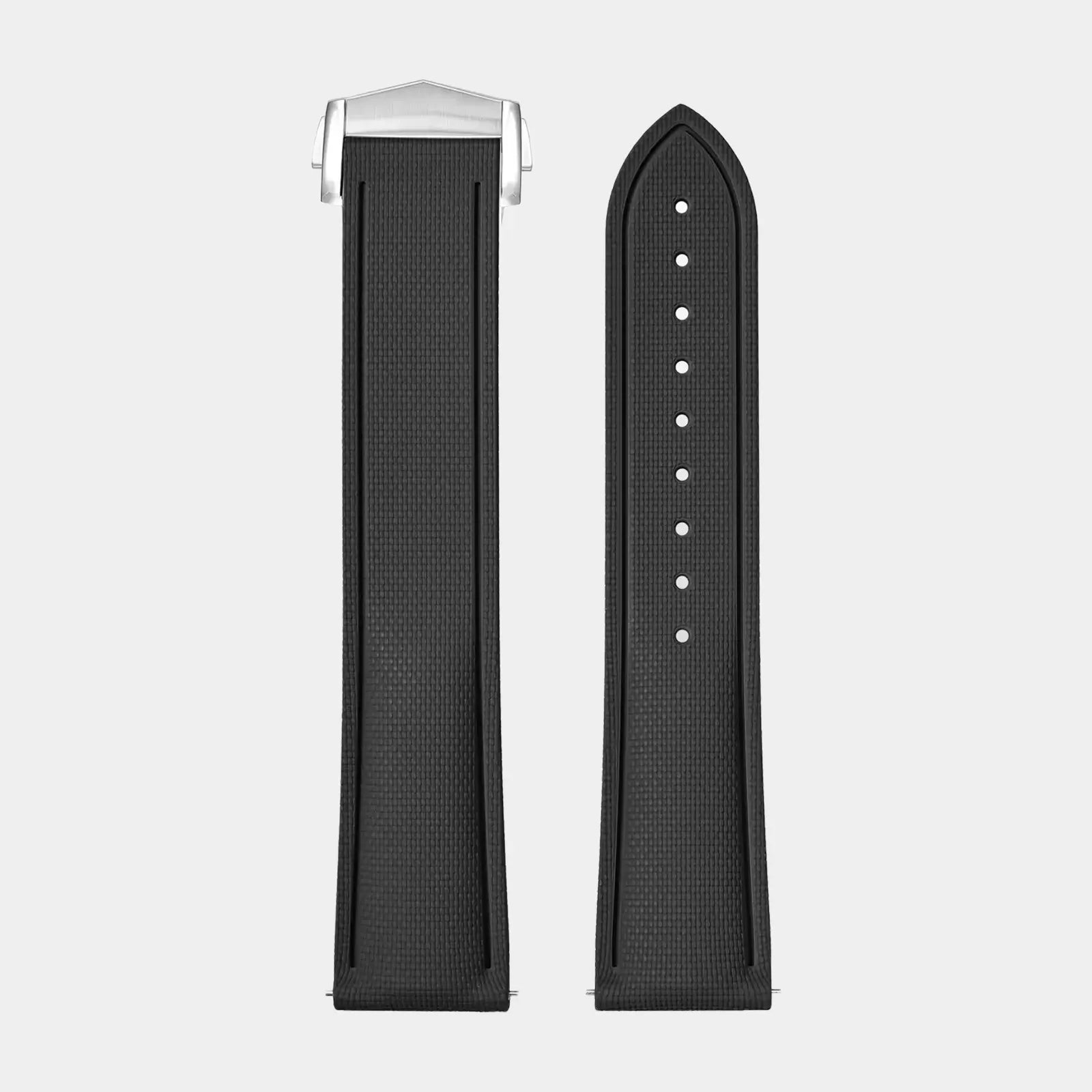 20mm Sailcloth FKM Rubber Strap - Black Geneva Watch Straps