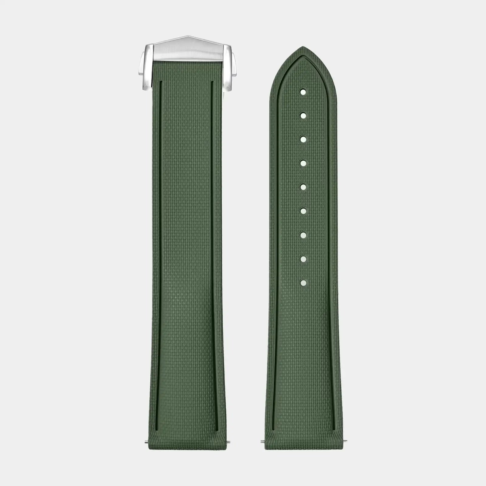 20mm Sailcloth FKM Rubber Strap - Forest Green Geneva Watch Straps