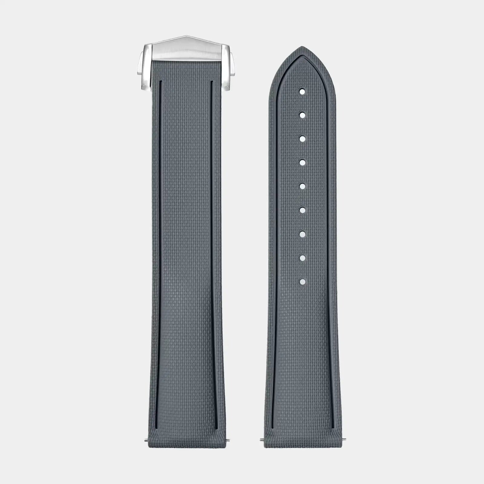20mm Sailcloth FKM Rubber Strap - Grey Geneva Watch Straps