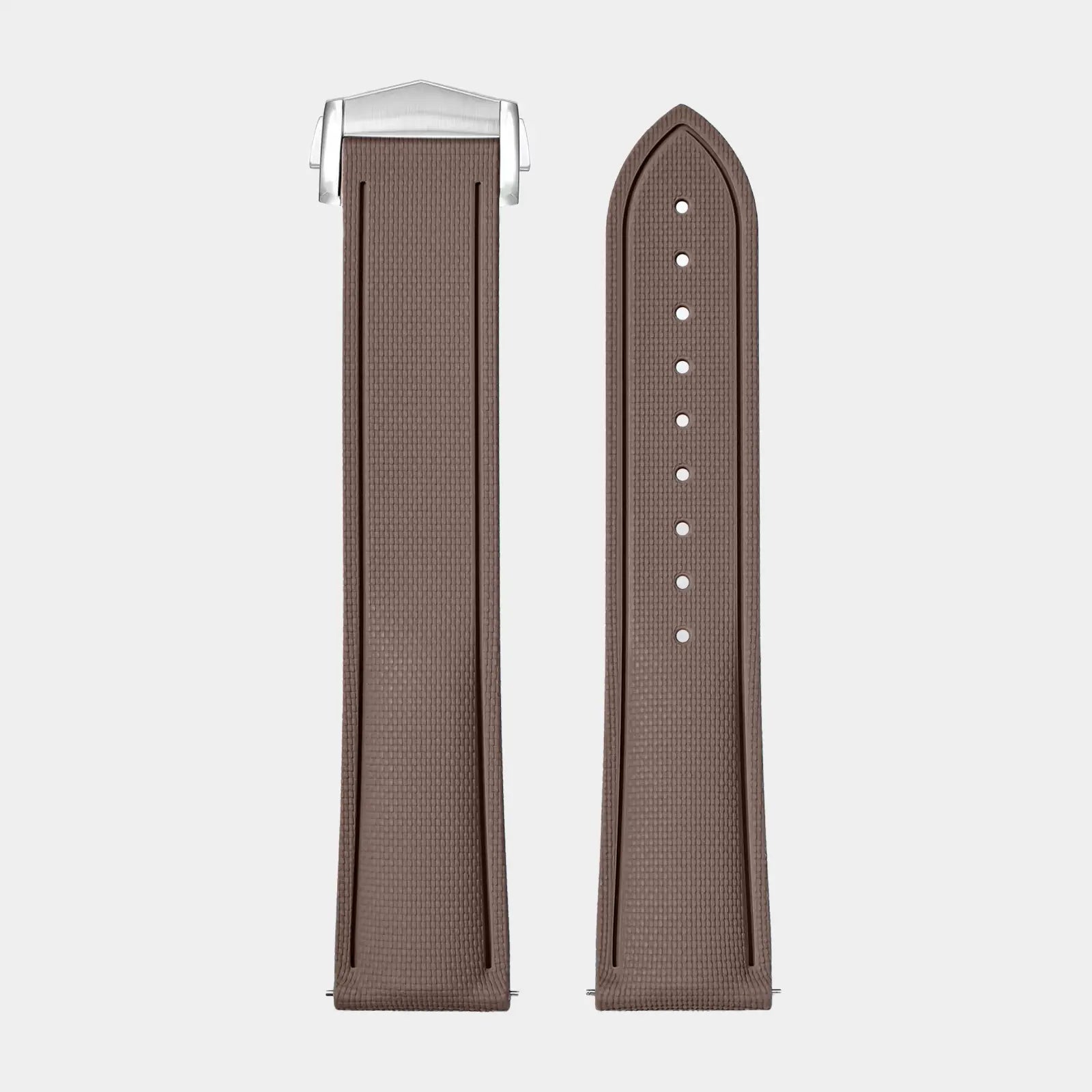 20mm Sailcloth FKM Rubber Strap - Brown Geneva Watch Straps