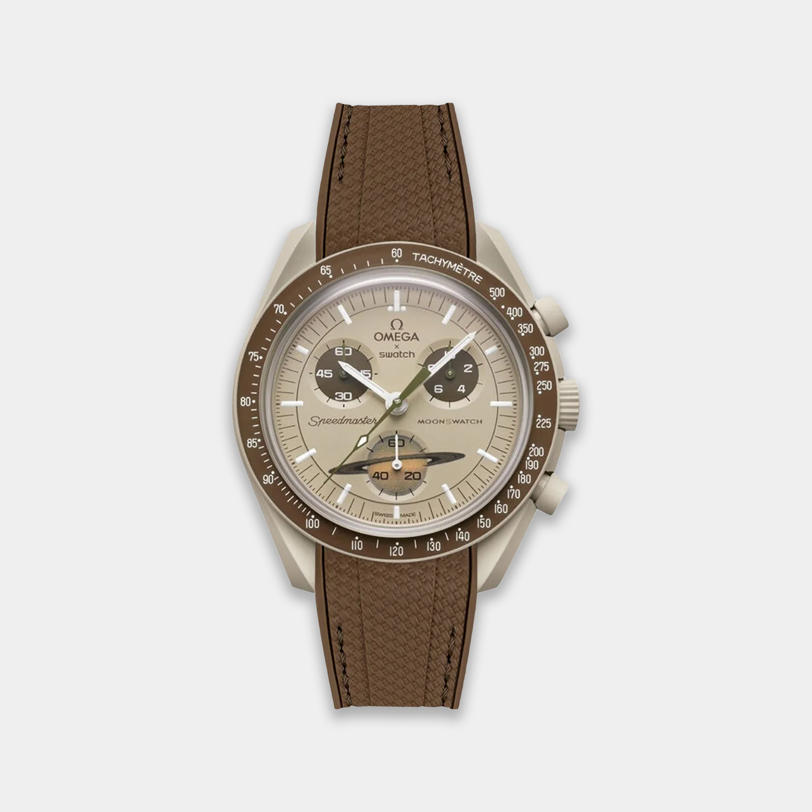 Rubber Watch Strap For Swatch X Omega Moonswatch - Brown Weaved