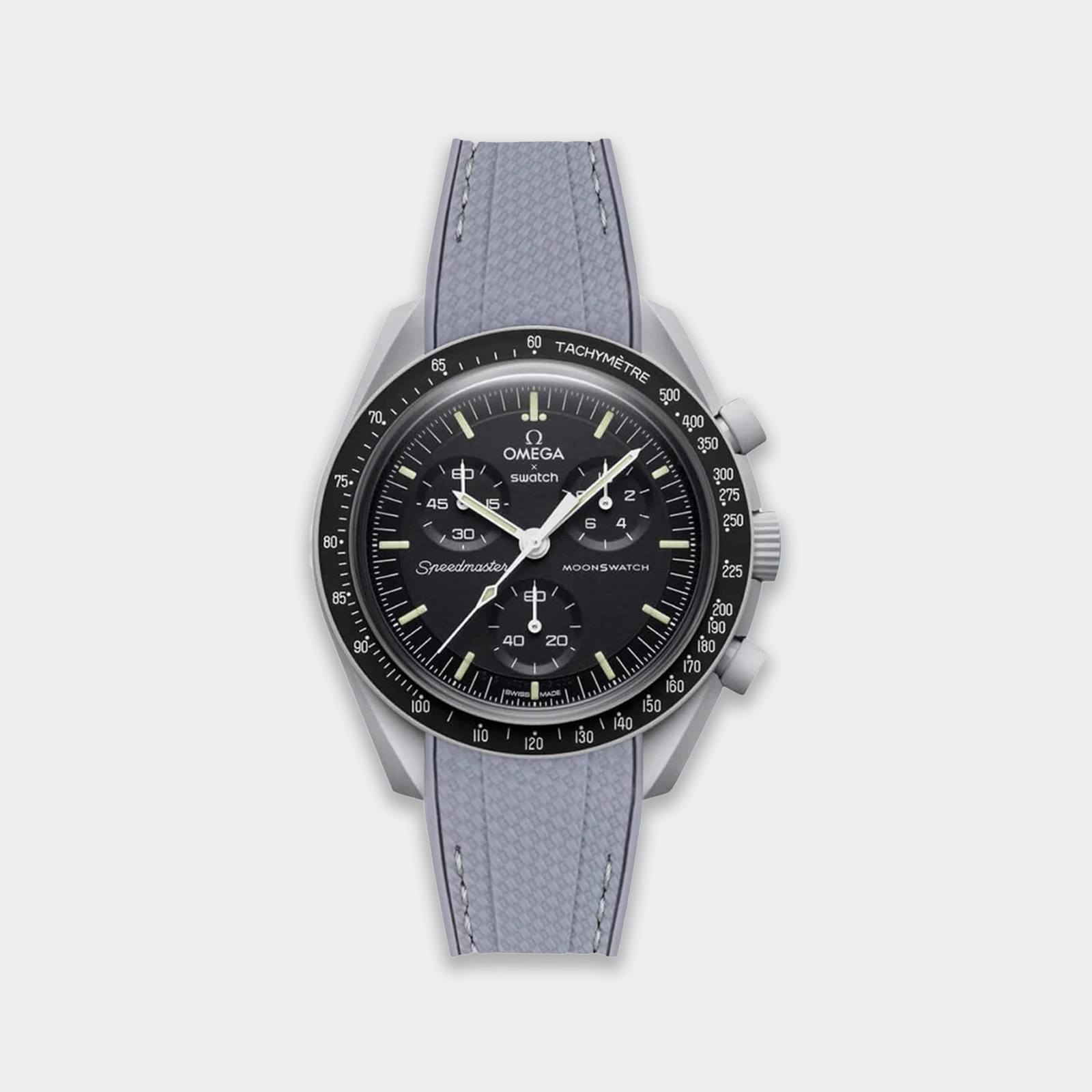 Rubber Watch Strap For Swatch X Omega Moonswatch - Grey Weaved