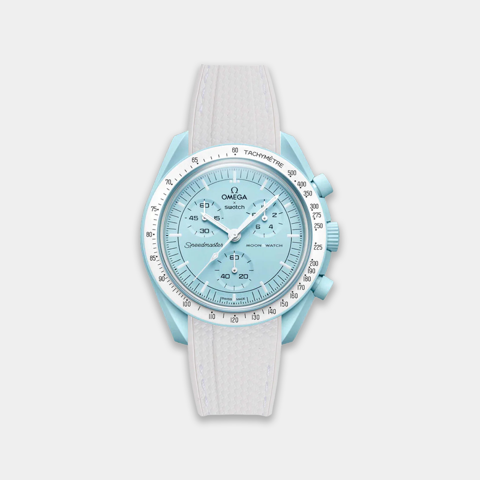 Rubber Watch Strap For Swatch X Omega Moonswatch - White Weaved