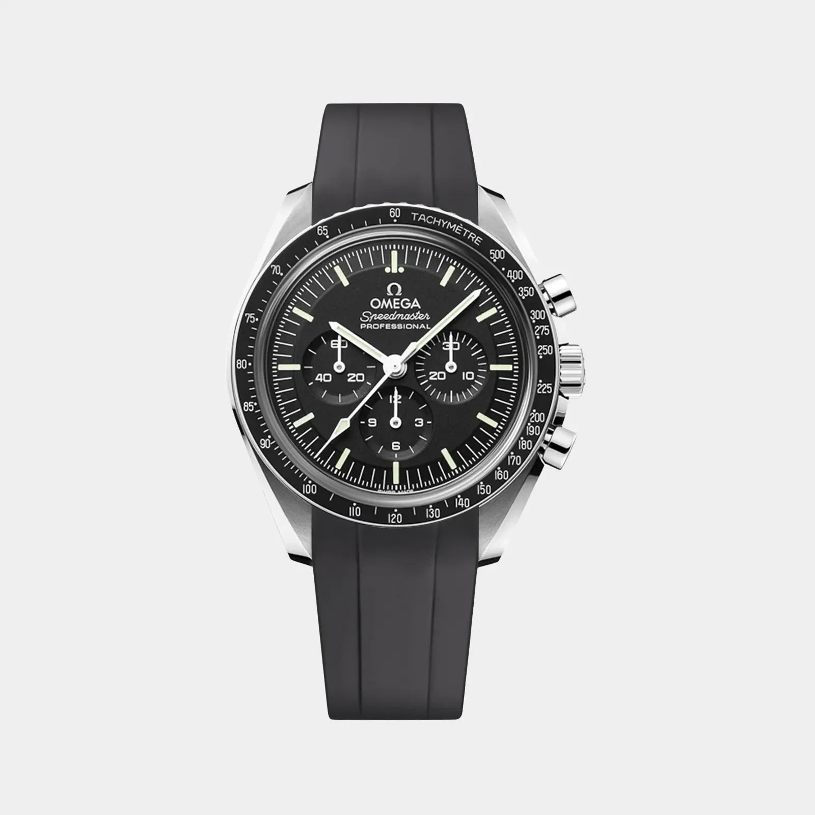 Bracelet en caoutchouc FKM pour Omega Speedmaster à embout intégré - Noir