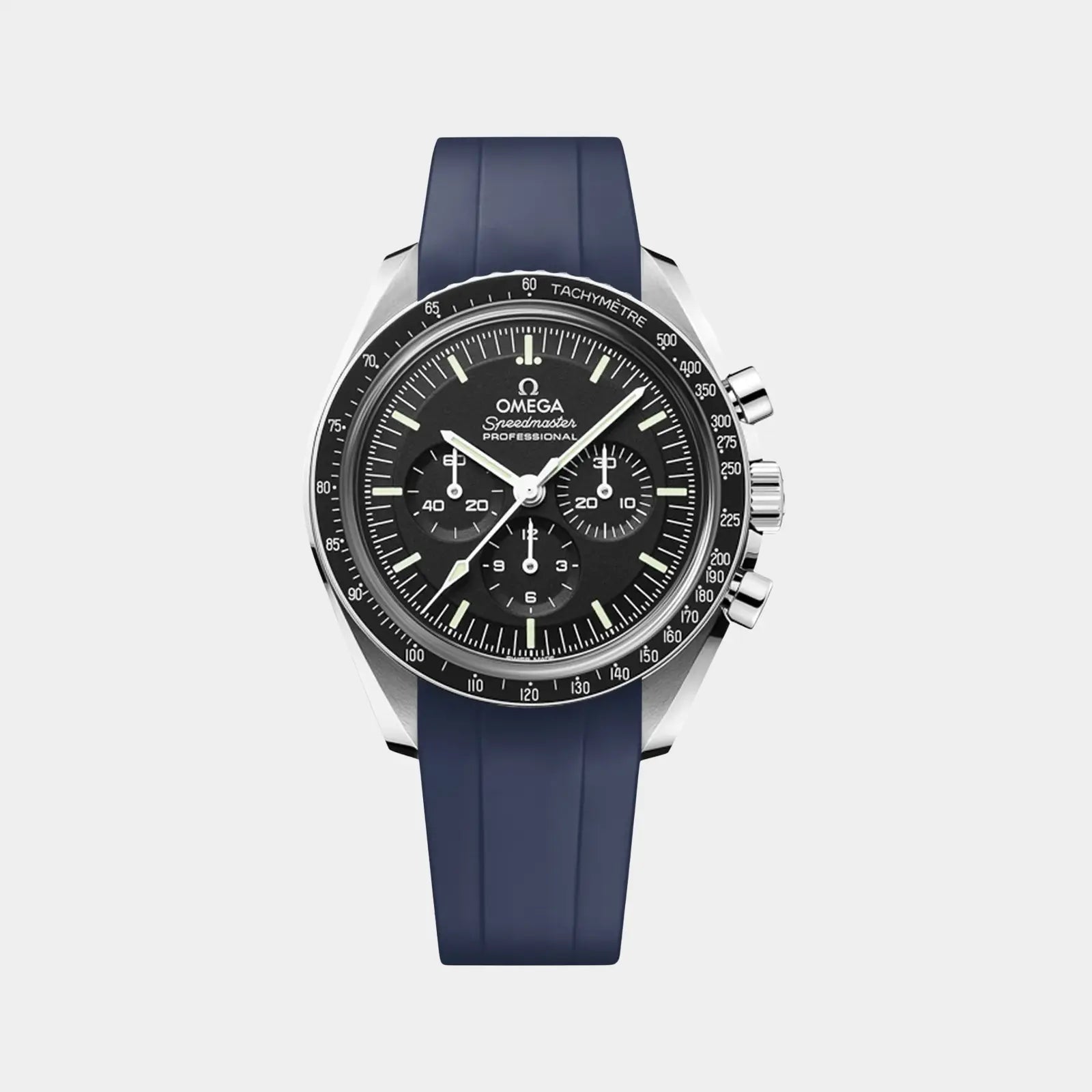 Bracelet en caoutchouc FKM pour Omega Speedmaster à embout intégré - Bleu marine