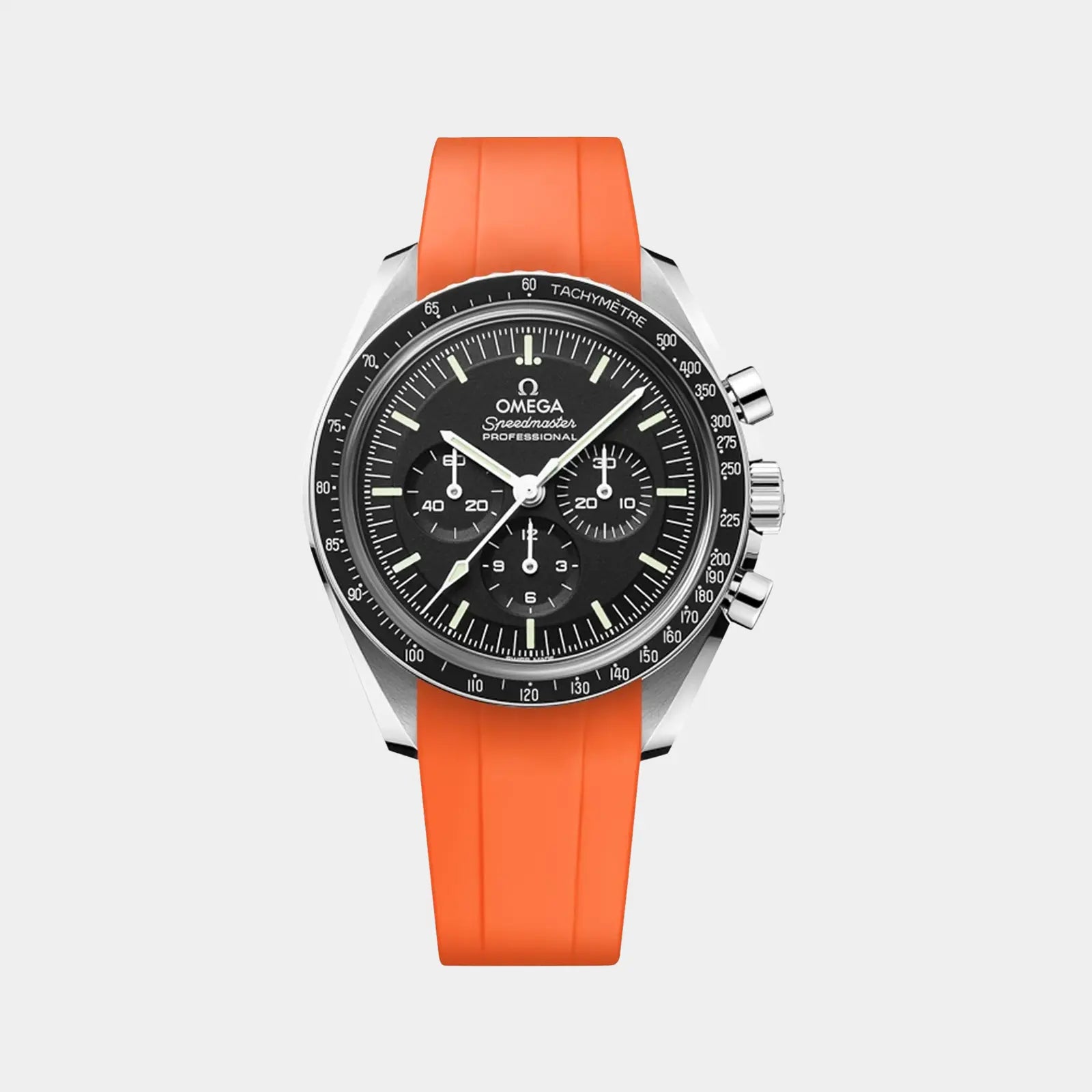 Bracelet en caoutchouc FKM pour Omega Speedmaster à embout intégré - Orange