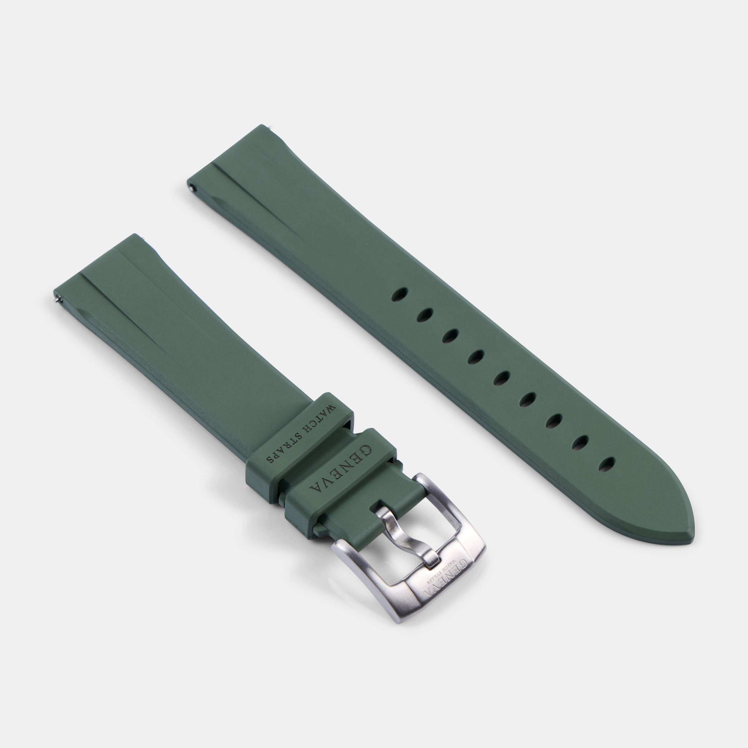 FKM Universal End Rubber Strap For Omega Speedmaster - Forest Green