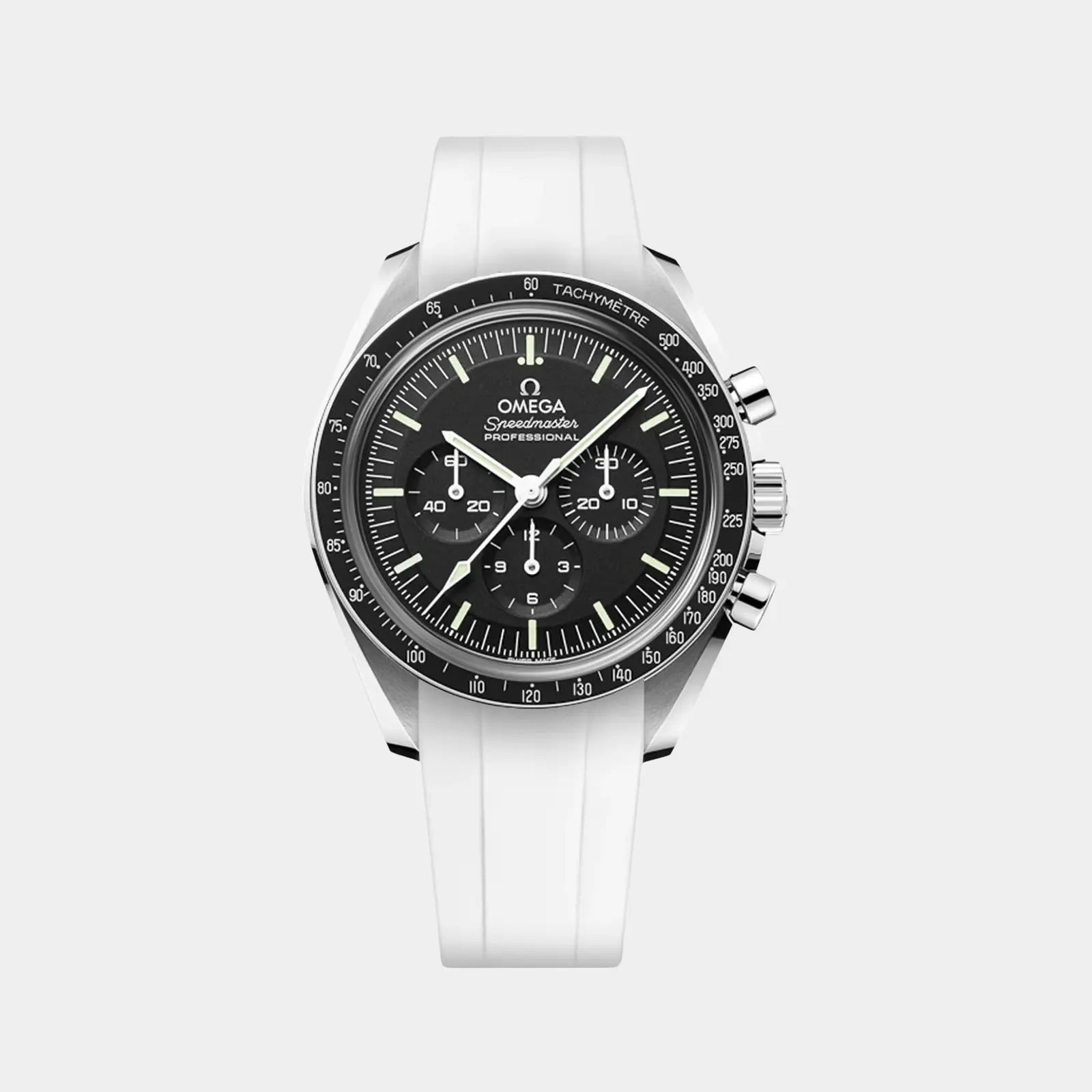 Bracelet en caoutchouc FKM pour Omega Speedmaster à embout intégré - Blanc