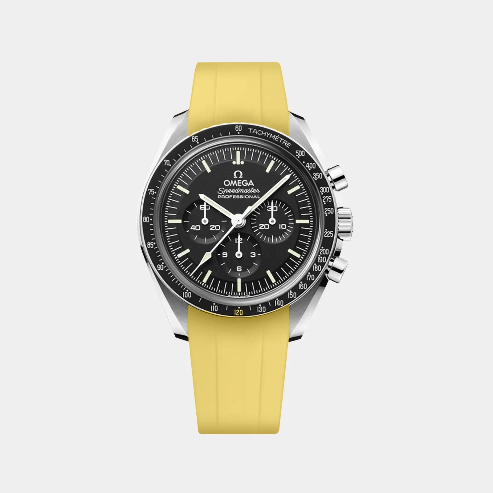 Bracelet en caoutchouc FKM pour Omega Speedmaster à embout intégré - Jaune
