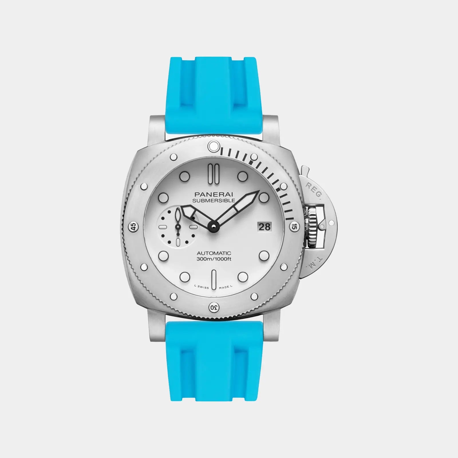 FKM Rubber Strap For Panerai Submersible 44 -  Miami Blue