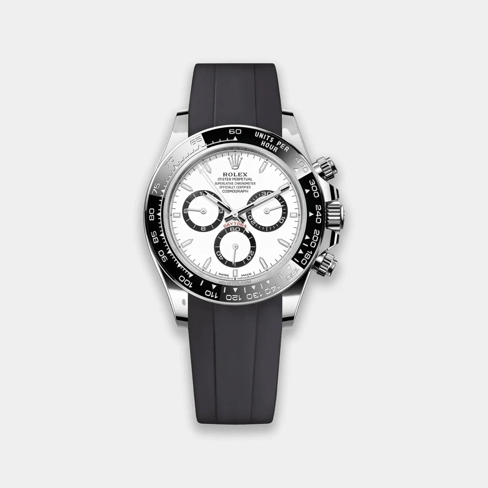 FKM Rubber Strap For Rolex Daytona On Bracelet (Rolex Clasp Fitment) - Black Geneva Watch Straps