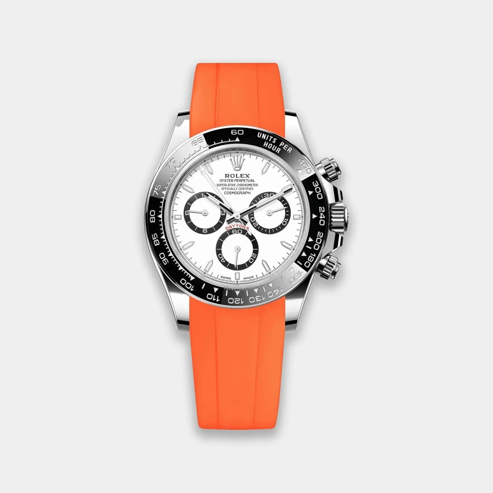 FKM Rubber Strap For Rolex Daytona On Bracelet (Rolex Clasp Fitment) - Orange Geneva Watch Straps