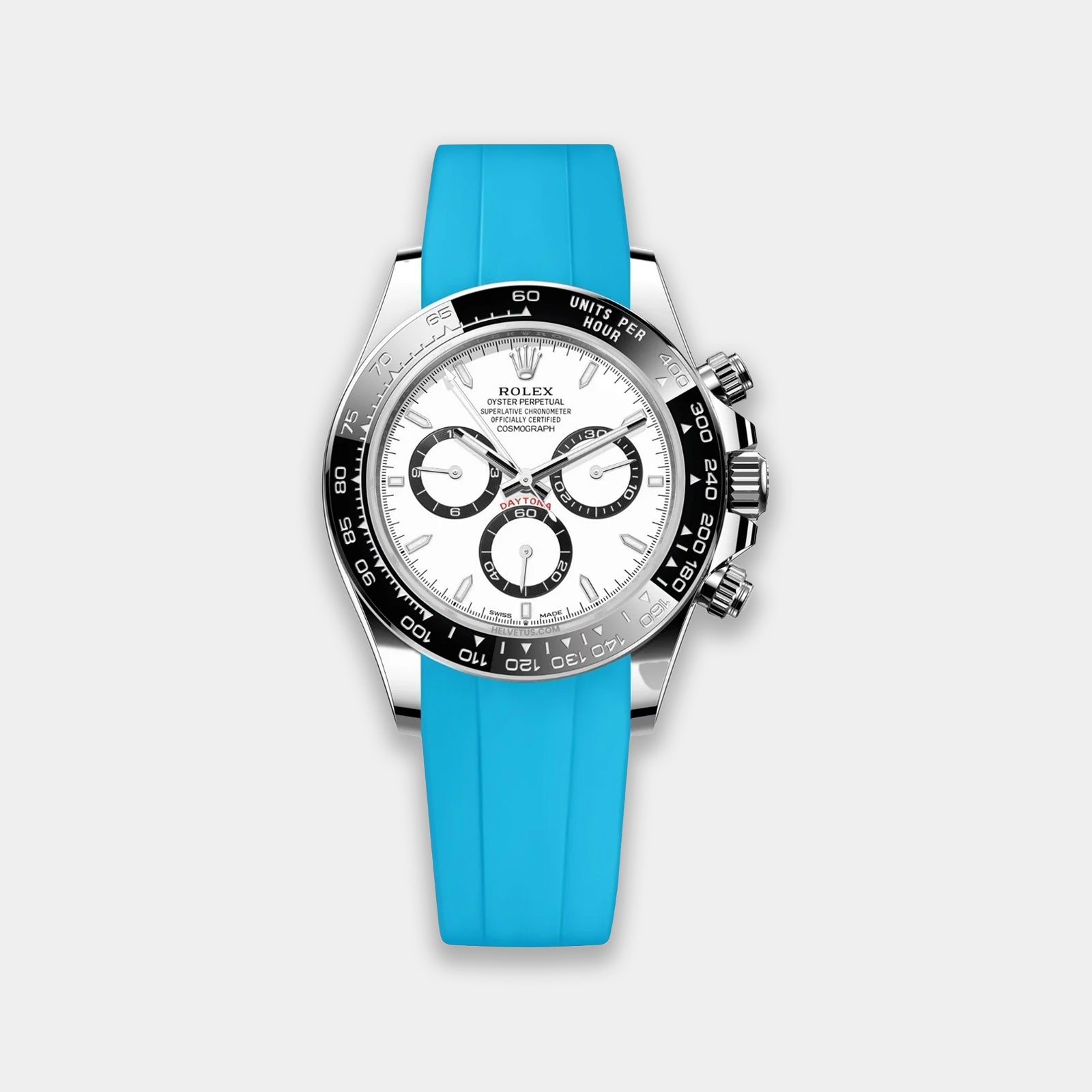 Rubber Strap For Rolex Daytona On Bracelet (Rolex Clasp Fitment) - Miami Blue