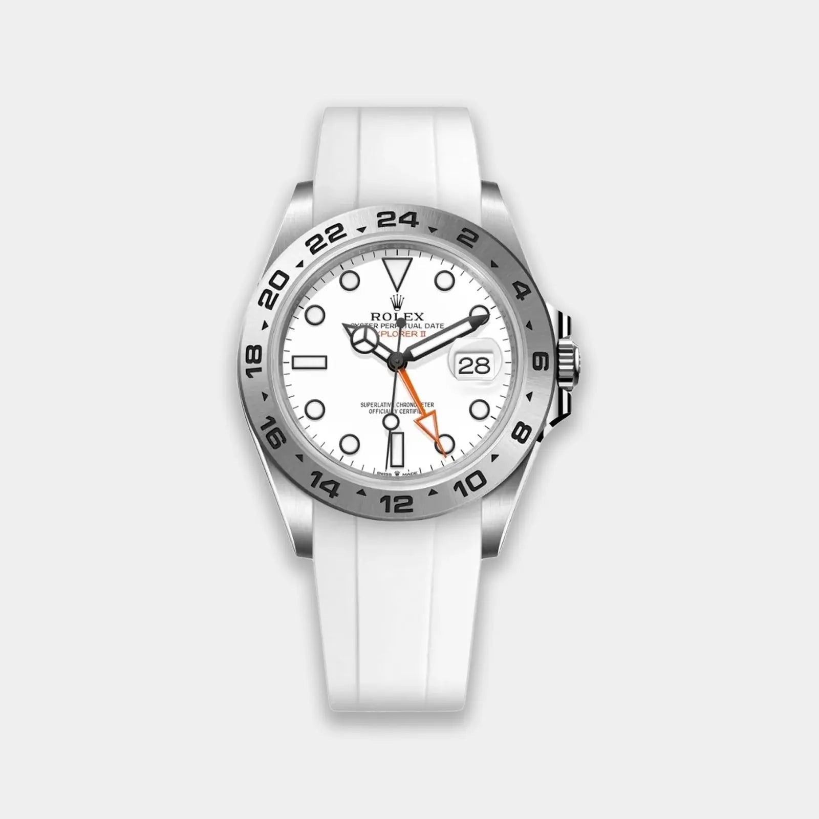 FKM Rubber Strap For Rolex Explorer II (GWS Buckle Fitment) - White Geneva Watch Straps