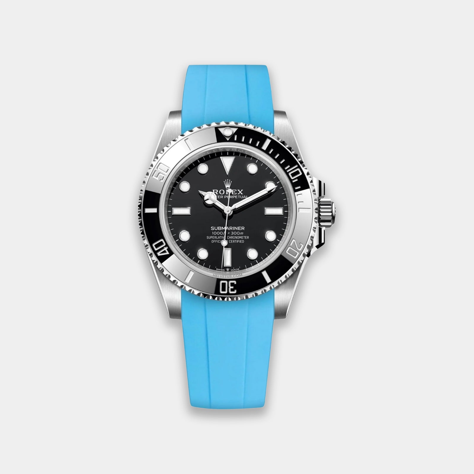 Rubber Strap For Rolex Submariner 40 (Rolex Clasp Fitment) - Miami Blue