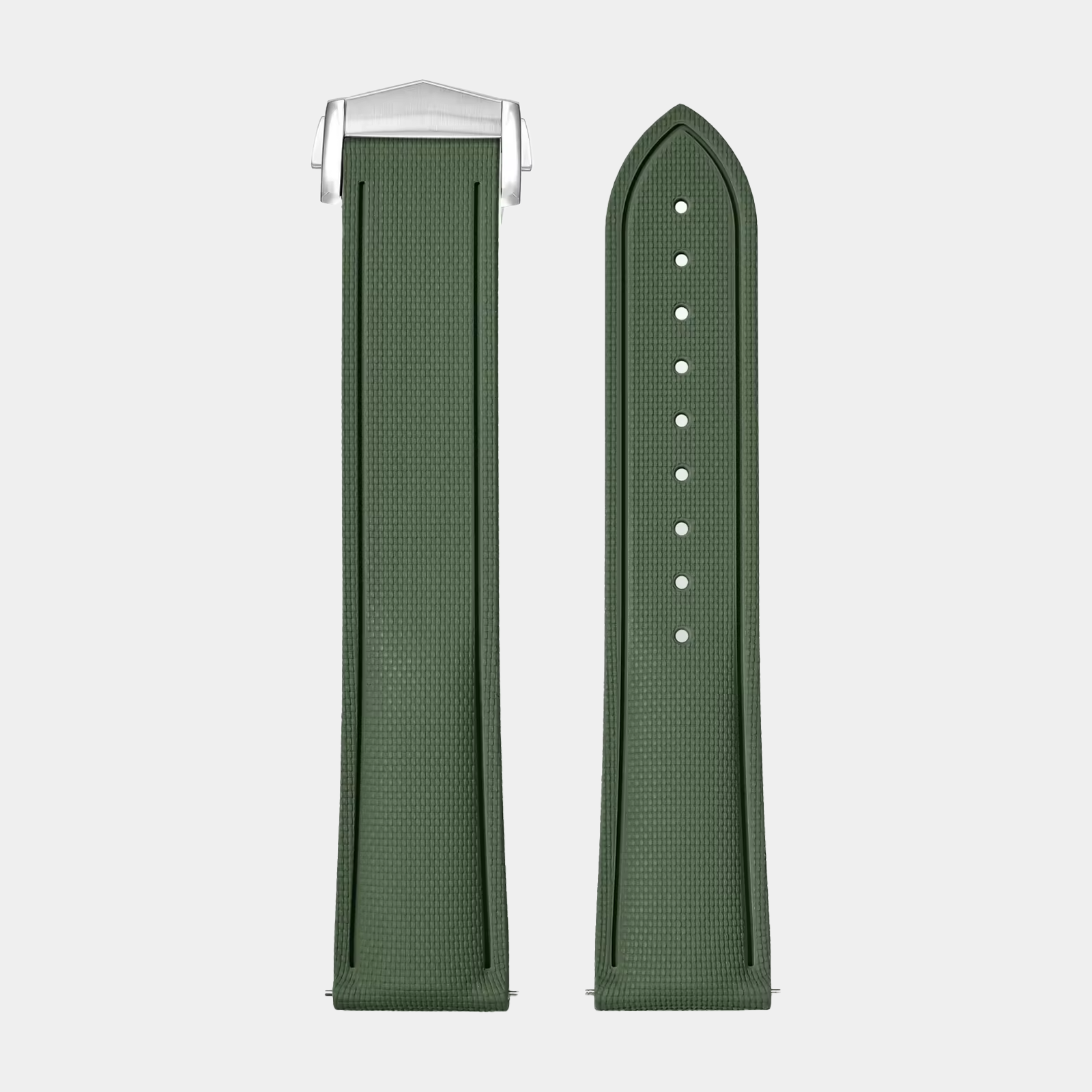 20mm Sailcloth FKM Rubber Strap - Forest Green